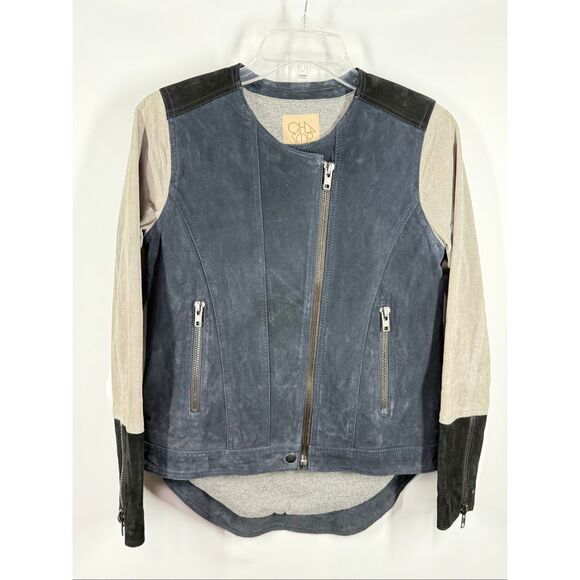 Chaser women’s color block moto suede jacket size medium - Picture 1 of 6